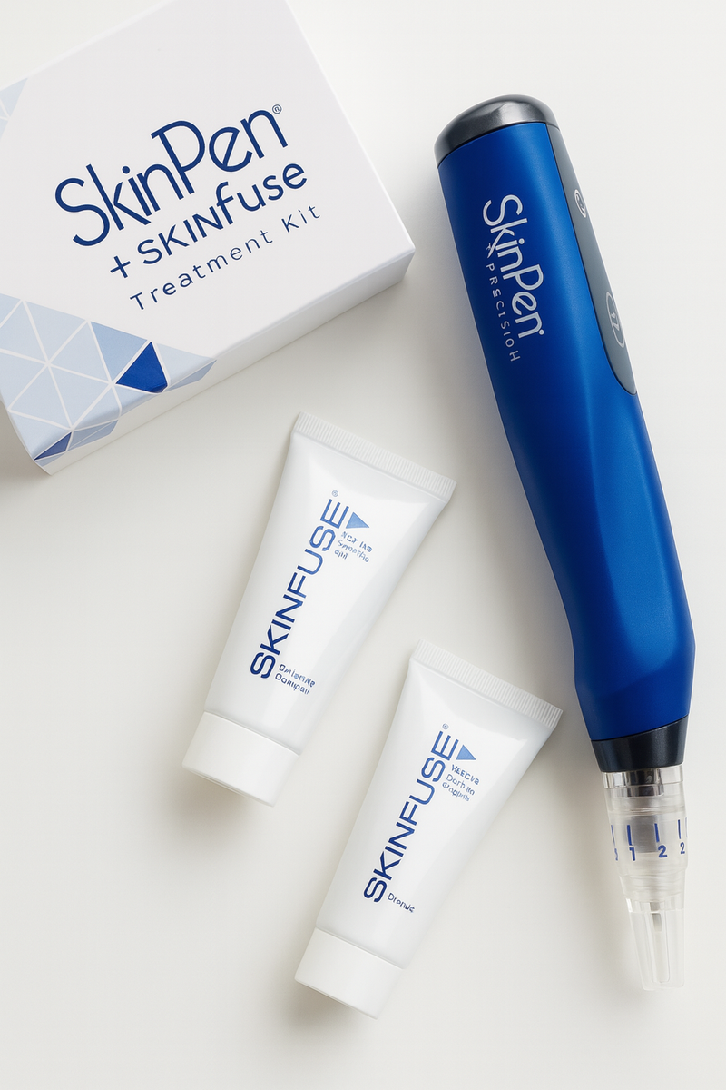 SkinPen and Skinfuse treatment kit on a white background